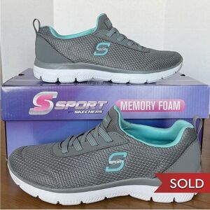Skechers S Sport Sneakers Gray & Teal Women’s Size 5 M